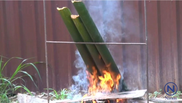 "หลามไก่"อาหารพื้นบ้าน ชาวนครชุม