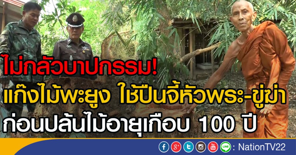 แก๊งไม้พะยูง ใช้ปืนจี้หัวพระและขู่ฆ่า ก่อนปล้นไม้อายุเกือบ 100 ปี