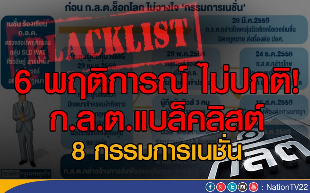 6 พฤติการณ์ ไม่ปกติ! 
ก.ล.ต.แบล็คลิสต์ 8 กรรมการเนชั่น