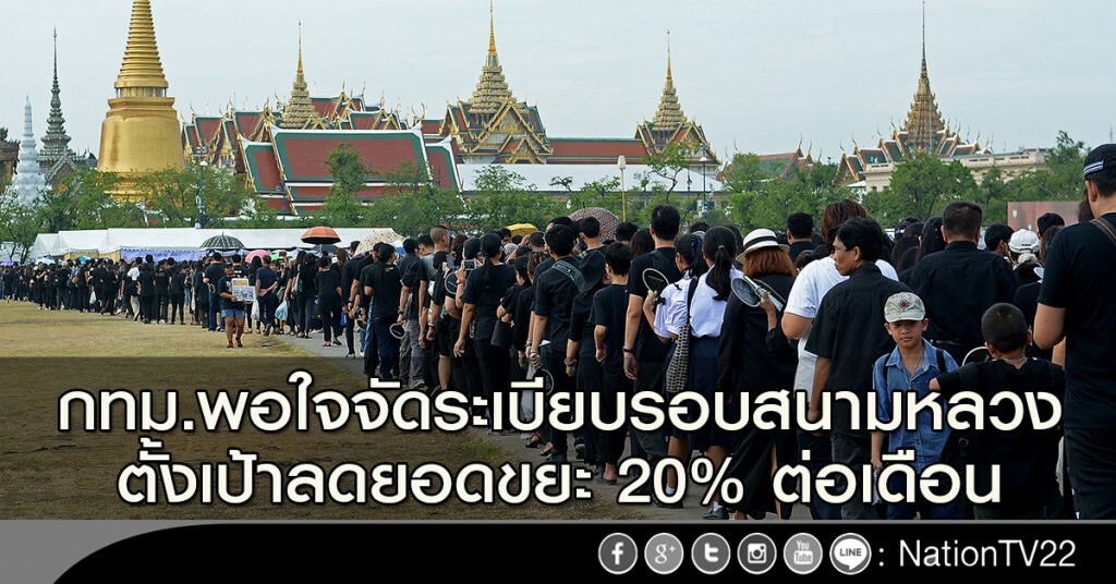 กทม.พอใจจัดระเบียบรอบสนามหลวง ตั้งเป้าลดยอดขยะ 20% ต่อเดือน