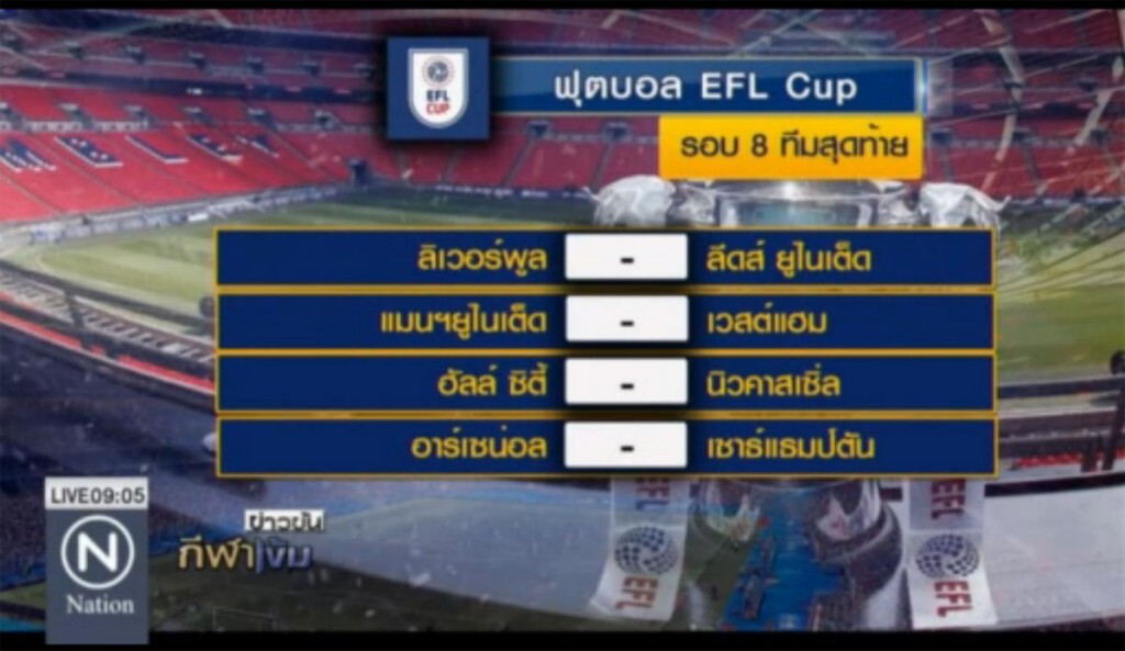 ผลประกบคู่ ลีกคัพ รอบ 8 ทีม "แมนฯยู" ดวลเวสต์แฮม