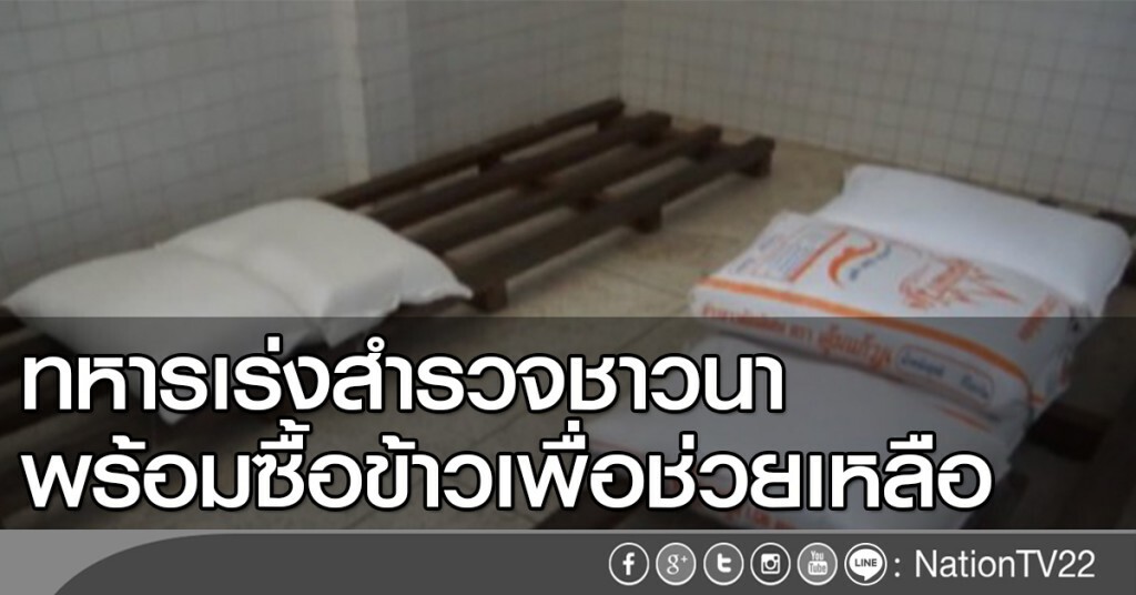 ทหารเร่งสำรวจชาวนา พร้อมซื้อข้าวเพื่อช่วยเหลือ ทหารเร่งสำรวจชาวนา พร้อมซื้อข้าวเพื่อช่วยเหลือ