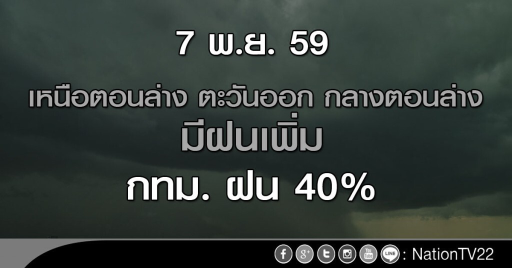 เหนือตอนล่าง ตอ. กลางตอนล่างมีฝนเพิ่ม