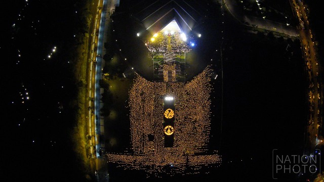 ภาพมุมสูง มหิดล จัดกิจกรรม "ธ สถิต ในใจชาวมหิดล จักมุ่งผลเป็นพลังแห่งแผ่นดิน"