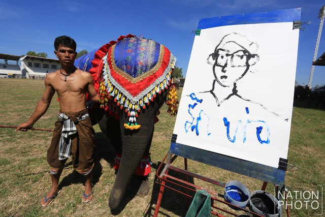 ลูกช้างพังอรทัย วาดพระบรมสาทิสลักษณ์ ในหลวง ร.๙