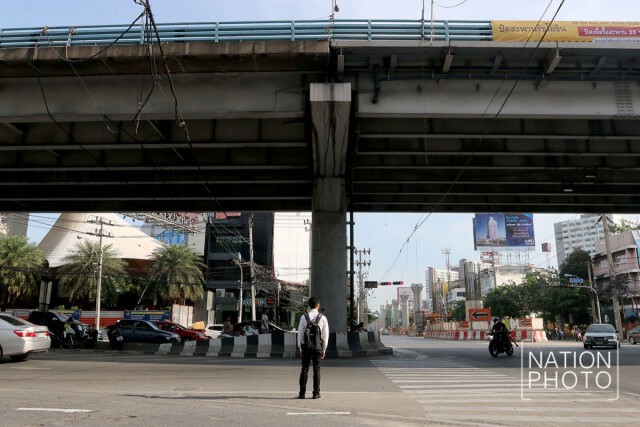 บรรยากาศช่วงเช้า ก่อนปิดสะพานข้ามแยกรัชโยธิน
