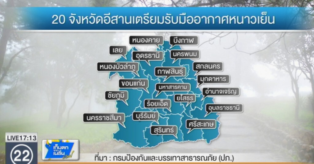 เตือน 20 จังหวัดอีสาน เตรียมรับมือสภาพอากาศหนาว เตือน 20 จังหวัดอีสาน เตรียมรับมือสภาพอากาศหนาว