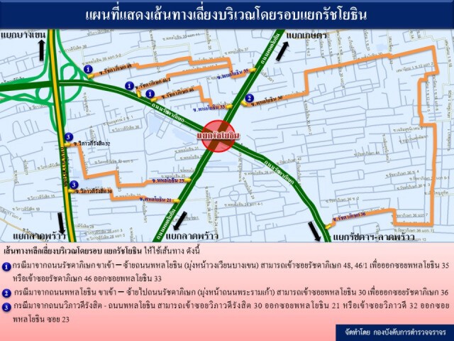 ทดลองปิดสะพานข้ามแยกรัชโยธินวันแรก นครบาลประเมินยังจัดการจราจรได้ดี ยึดแผนจราจรตามเดิม
