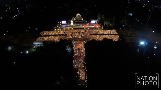 ภาพมุมสูง "พยาบาลของพระราชา" ร่วมแปรอักษรเป็นเลข ๙ รำลึกในพระมหากรุณาธิคุณ