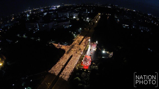 ภาพมุมสูง "พยาบาลของพระราชา" ร่วมแปรอักษรเป็นเลข ๙ รำลึกในพระมหากรุณาธิคุณ