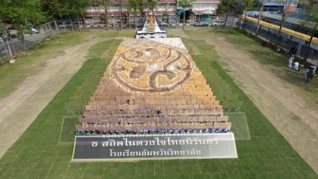 นร.ร.ร.อัมพวันวิทยาลัย ร่วมแปรอักษรพระบรมฉายาสาทิสลักษณ์ ถวายอาลัยสวรรคต ครบ 50 วัน