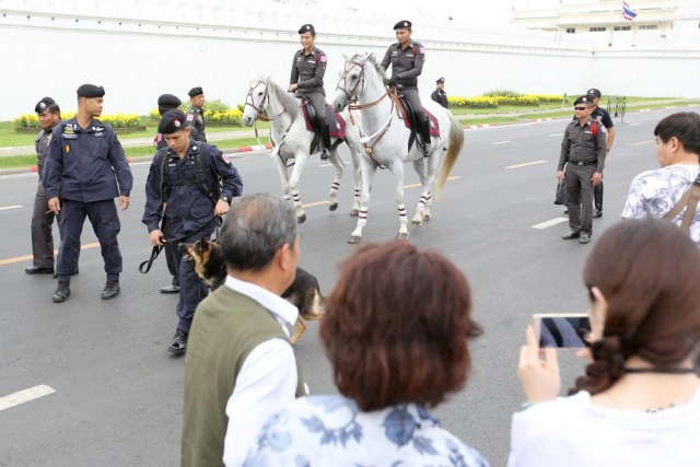 กองกำกับการสุนัขและม้าตำรวจ ตรวจตราความปลอดภัยรอบสนามหลวง
