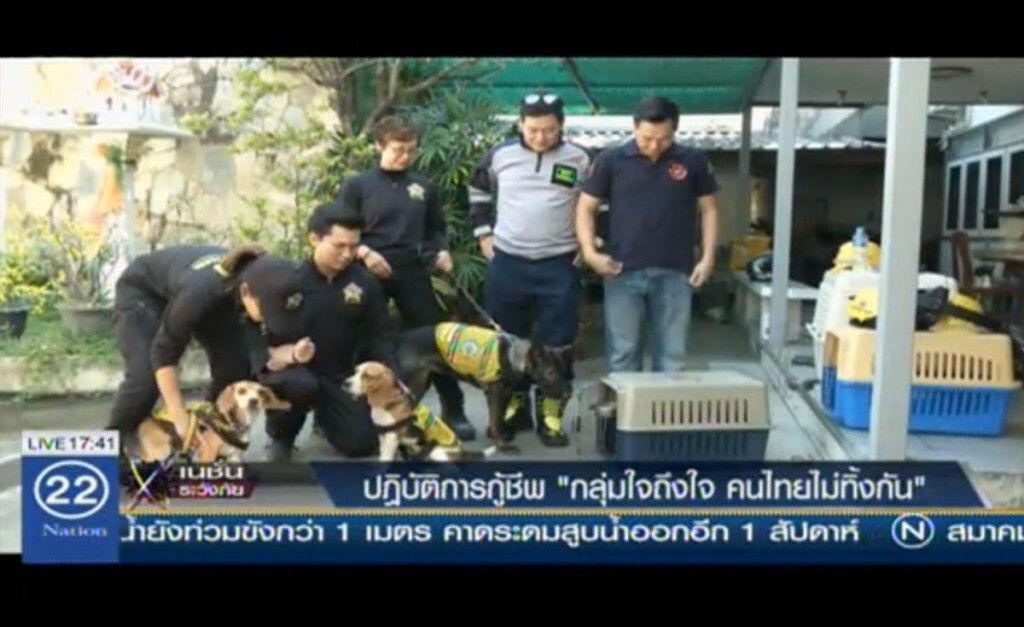 ปฎิบัติการกู้ชีพ "กลุ่มใจถึงใจ คนไทยไม่ทิ้งกัน" และกลุ่มไทยอาสาสมัครสุนัขกู้ภัย K9