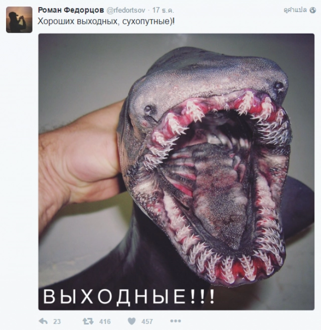 มันมีอยู่จริงหรือ?
ชาวประมงรัสเซีย ทวิตภาพ สัตว์แปลกใต้ทะเลลึก