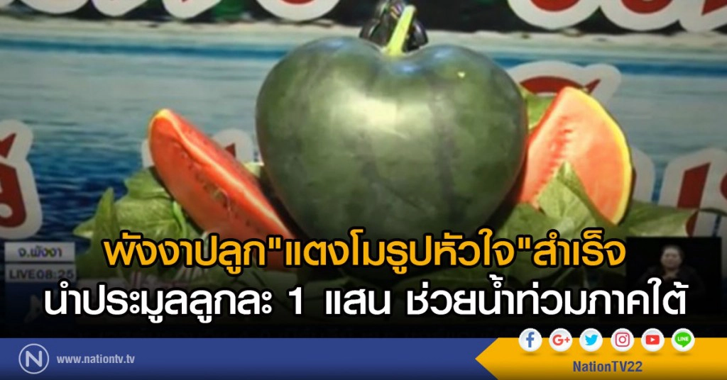 ประมูลแตงโมรูปหัวใจลูกละ 1 แสนช่วยน้ำท่วมภาคใต้