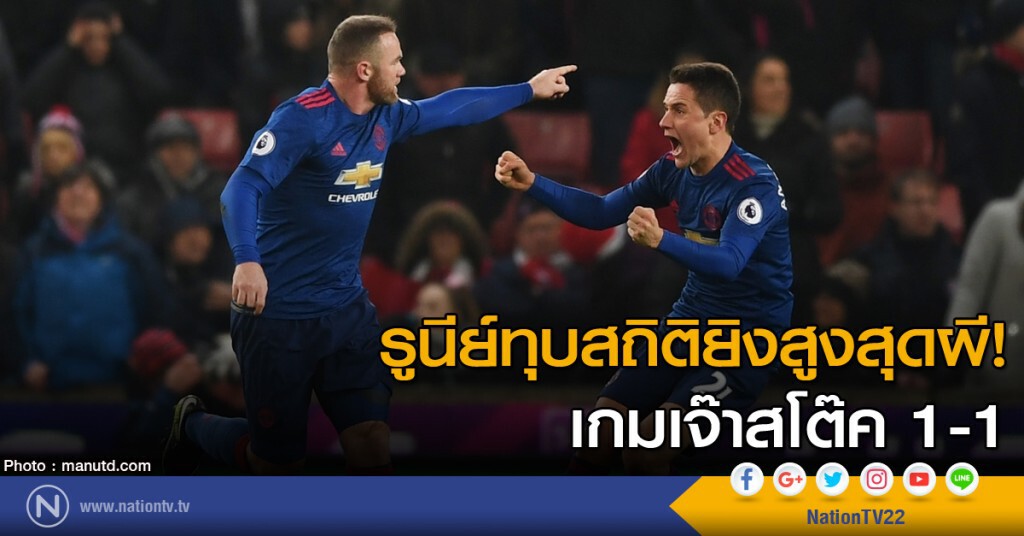 รูนีย์ทุบสถิติยิงสูงสุดผี! เกมเจ๊าสโต๊ค 1-1 รูนีย์ทุบสถิติยิงสูงสุดผี! เกมเจ๊าสโต๊ค 1-1
