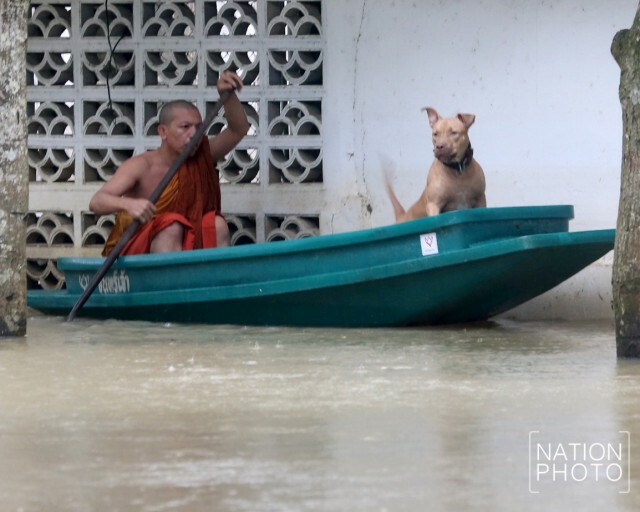 เจ้าอาวาสวัดสันติการาม จ.ปัตตานี พายเรือไปฉันเพล