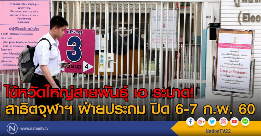 ไข้หวัดใหญ่สายพันธุ์ เอ ระบาด! สาธิตจุฬาปิด 2 วัน 6-7 ก.พ. 60 ไข้หวัดใหญ่สายพันธุ์ เอ ระบาด! สาธิตจุฬาปิด 2 วัน 6-7 ก.พ. 60