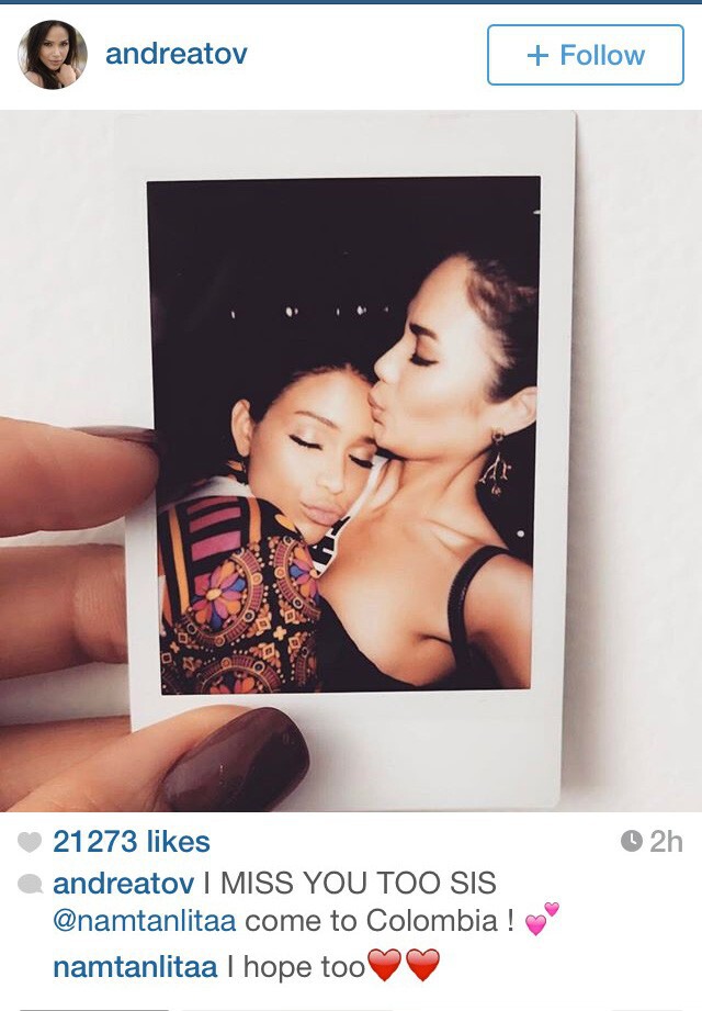 รักและคิดถึงกันไม่เสื่อมคลาย "Andrea Tovar" รองมิสยูนิเวิร์ส ชวน "น้ำตาล-ชลิตา" ไปเที่ยวโคลอมเบีย