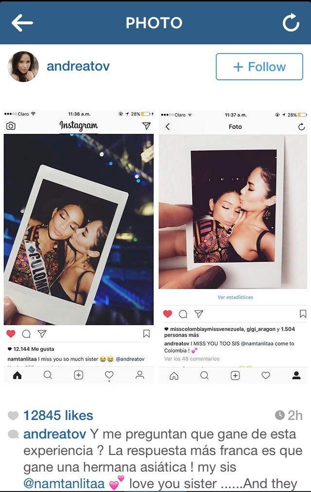รักและคิดถึงกันไม่เสื่อมคลาย "Andrea Tovar" รองมิสยูนิเวิร์ส ชวน "น้ำตาล-ชลิตา" ไปเที่ยวโคลอมเบีย
