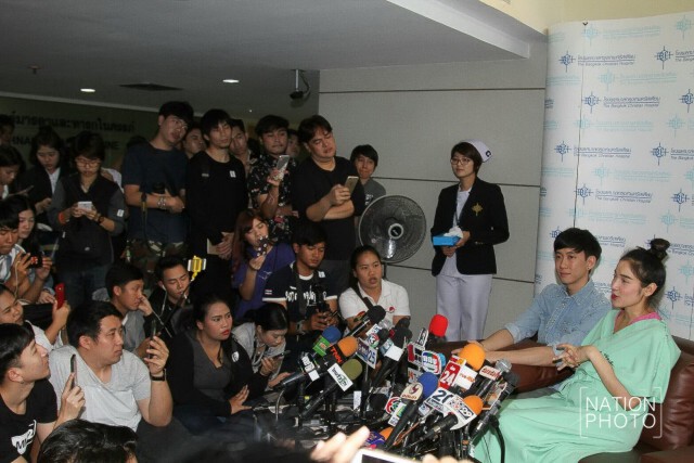 "แพท- เบนซ์"  อุ้มลูกแถลง  ยันสภาพจิตใจเข้มแข็ง