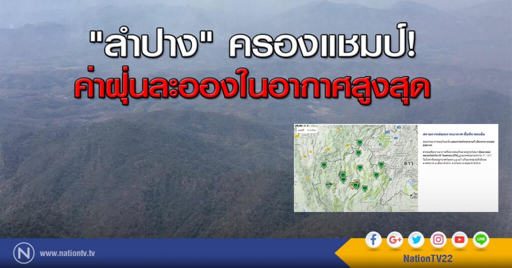 "ลำปาง"ครองแชมป์! ค่าฝุ่นละอองในอากาศสูงสุด