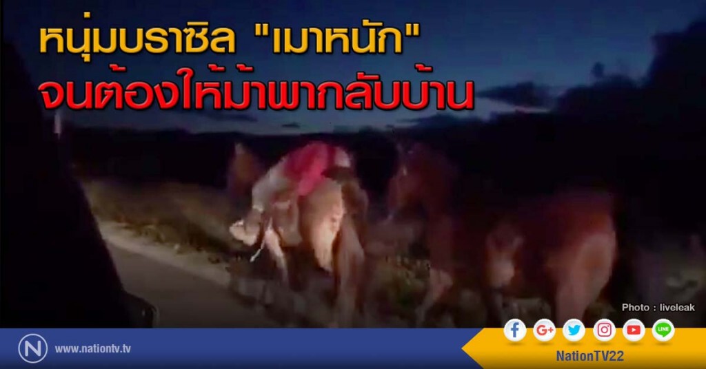 หนุ่มบราซิล "เมาหนัก" จนต้องให้ม้าพากลับบ้าน หนุ่มบราซิล "เมาหนัก" จนต้องให้ม้าพากลับบ้าน