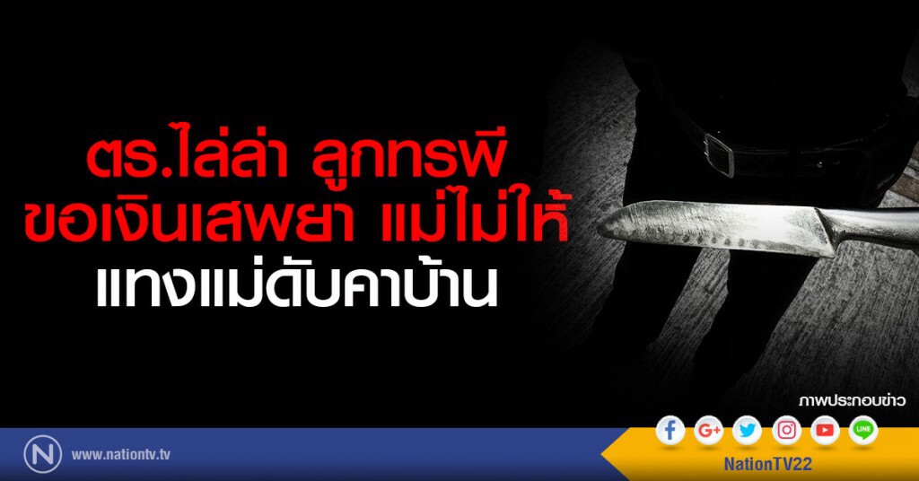 ตร.ไล่ล่า ลูกทรพี
ขอเงินเสพยา แม่ไม่ให้
แทงแม่ดับคาบ้าน