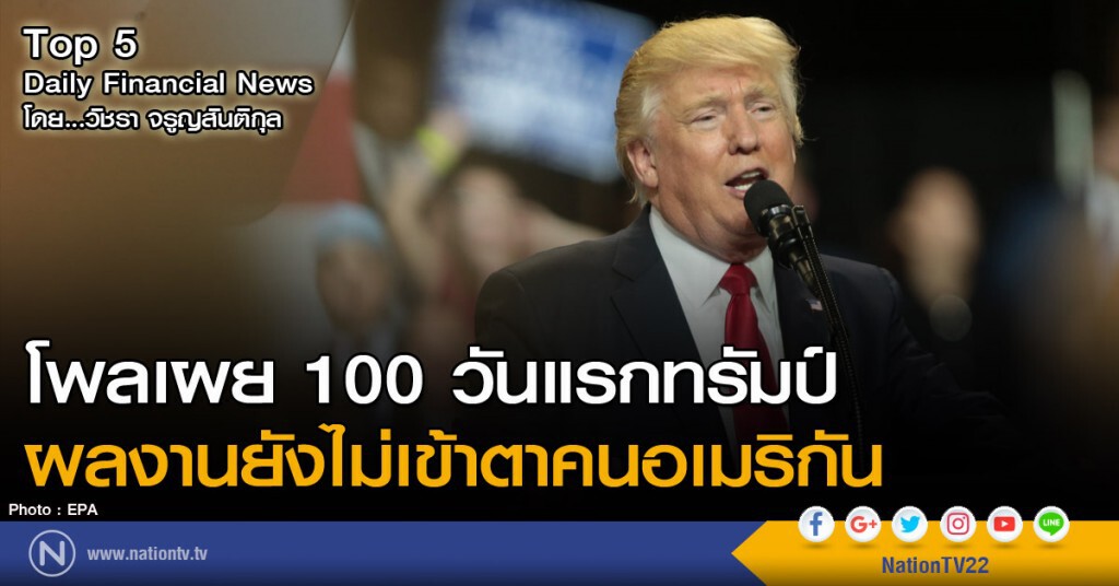 โพลเผย 100 วันแรกทรัมป์ ผลงานยังไม่เข้าตาคนอเมริกัน