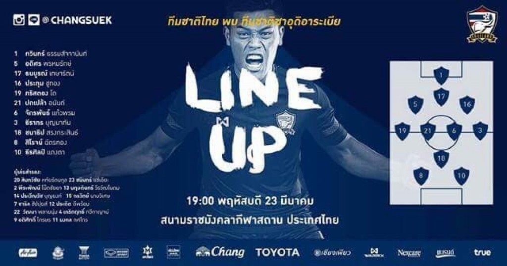 เปิด 11 ตัวจริง "ช้างศึก" ฟัด "ซาอุฯ เปิด 11 ตัวจริง "ช้างศึก" ฟัด "ซาอุฯ