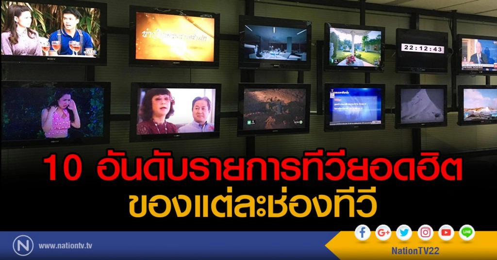 10 อันดับรายการทีวียอดฮิตของแต่ละช่องทีวี 10 อันดับรายการทีวียอดฮิตของแต่ละช่องทีวี