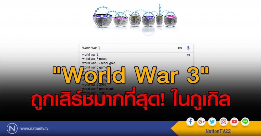 "World War 3" ถูกเสิร์ชมากที่สุด! ในกูเกิล "World War 3" ถูกเสิร์ชมากที่สุด! ในกูเกิล