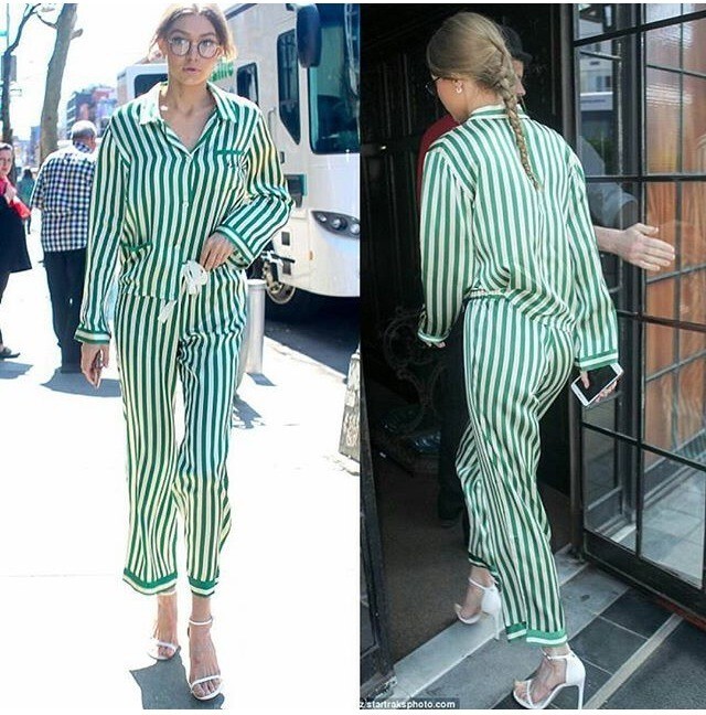 สุดครีเอท! Gigi Hadid ทำชุดนอน Morgan Lane ให้เป็นชุดทำงานนอกบ้านสุดเก๋