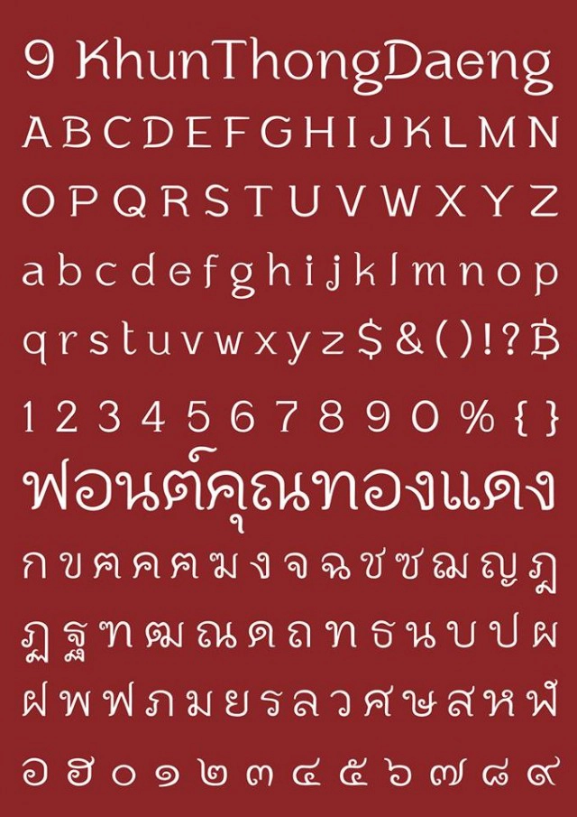 เปิดตัว Font "คุณทองแดง"
1 ใน 9 แบบตัวพิมพ์ไทยเพื่อพ่อ