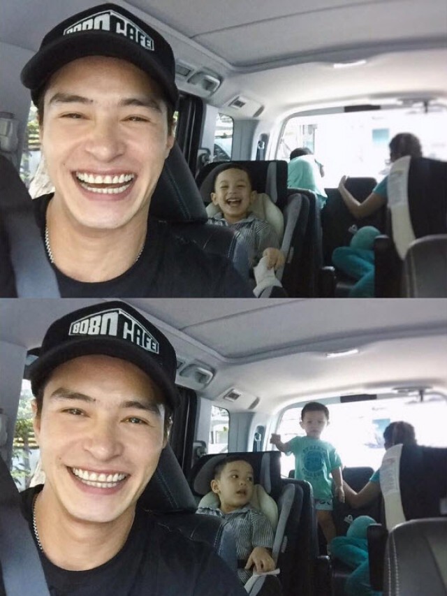 "ปีเตอร์"ยิ้มแย้มคู่ลูกน้อย ทำหน้าที่พ่อขับรถรับส่ง