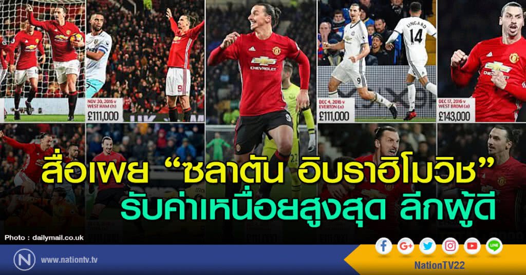 สื่อเผย "ซลาตัน อิบราฮิโมวิช" รับค่าเหนื่อยสูงสุดลีกผู้ดี