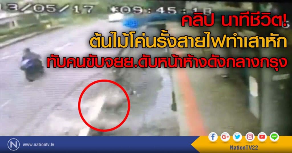 คลิป นาทีชีวิต! ต้นไม้โค่นรั้งสายไฟทำเสาหักทับคนขับจยย.ดับหน้าห้างดังกลางกรุง คลิป นาทีชีวิต! ต้นไม้โค่นรั้งสายไฟทำเสาหักทับคนขับจยย.ดับหน้าห้างดังกลางกรุง