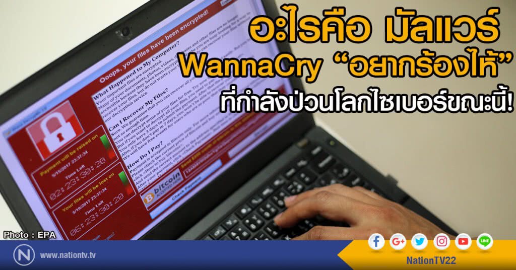 อะไรคือ มัลแวร์ 
WannaCry "อยากร้องไห้"
ที่กำลังป่วนโลกไซเบอร์ขณะนี้!