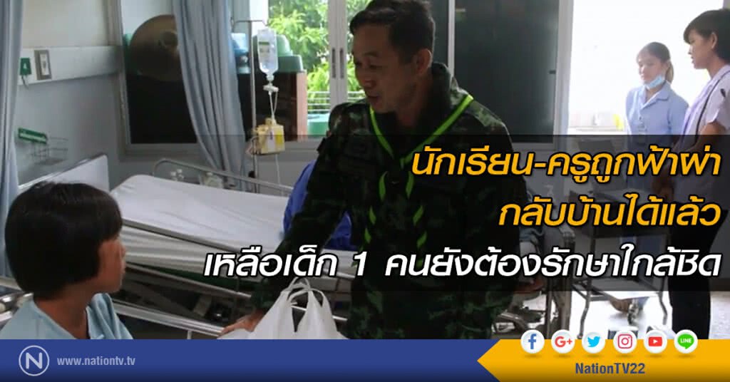 นักเรียน-ครูถูกฟ้าผ่า กลับบ้านได้แล้ว เหลือเด็ก 1 คนยังต้องรักษาใกล้ชิด นักเรียน-ครูถูกฟ้าผ่า กลับบ้านได้แล้ว เหลือเด็ก 1 คนยังต้องรักษาใกล้ชิด