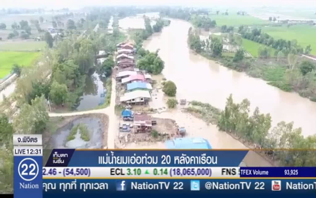 แม่น้ำยมเอ่อท่วม 20 หลังคาเรือน แม่น้ำยมเอ่อท่วม 20 หลังคาเรือน