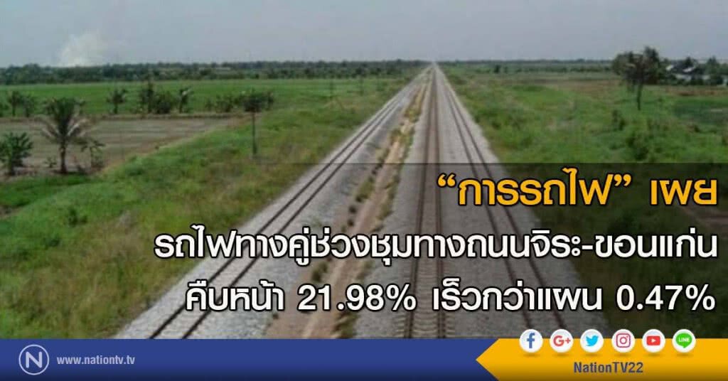 "การรถไฟ" เผยความคืบหน้ารถไฟทางคู่
ช่วงชุมทางถนนจิระ-ขอนแก่น