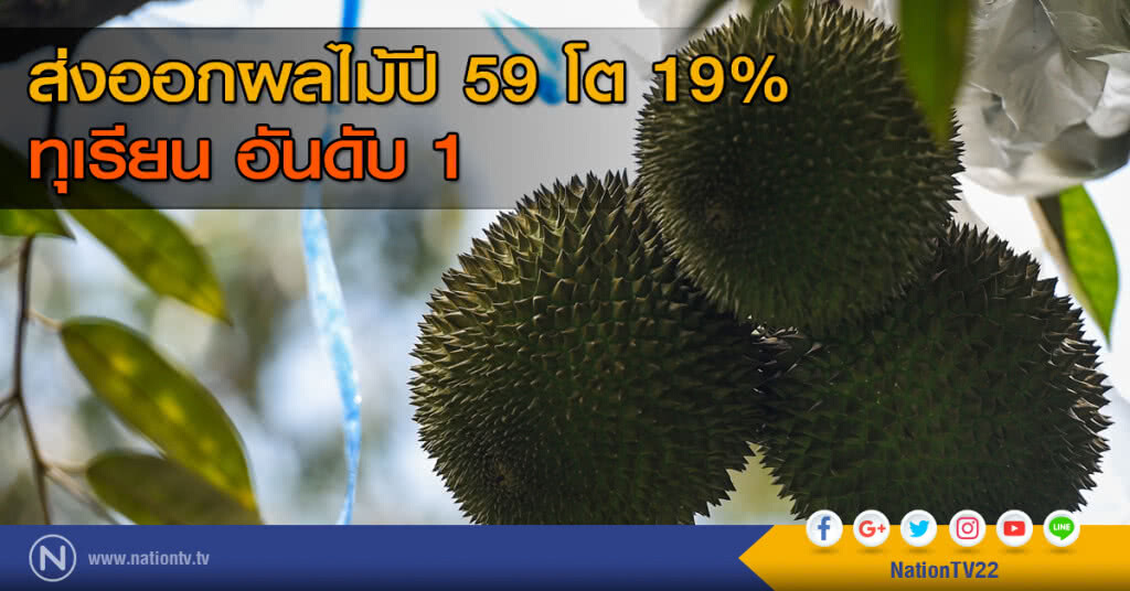 ส่งออกผลไม้ปี 59 โต 19%