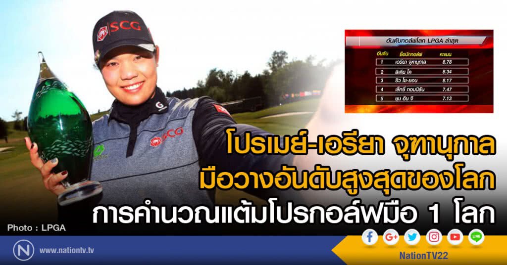 โปรเมย์-เอรียา จุฑานุกาล 
มือวางอันดับสูงสุดของโลก
การคำนวณแต้มโปรกอล์ฟมือ 1 โลก