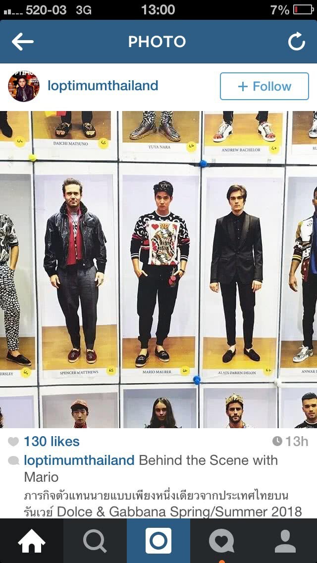"มาริโอ้ เมาเร่อ" ได้รับเลือกให้เดินแบบที่อีตาลี บนรันเวย์ของ Dolce & Gabbana