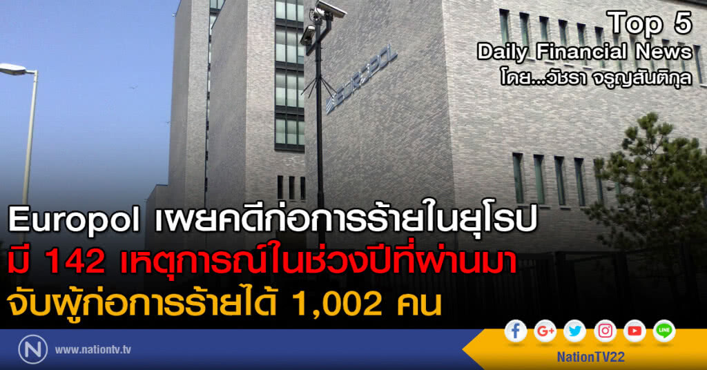 Europol เผยคดีก่อการร้ายในยุโรป
มี 142 เหตุการณ์ในช่วงปีที่ผ่านมา จับผู้ก่อการร้ายได้ 1,002 คน