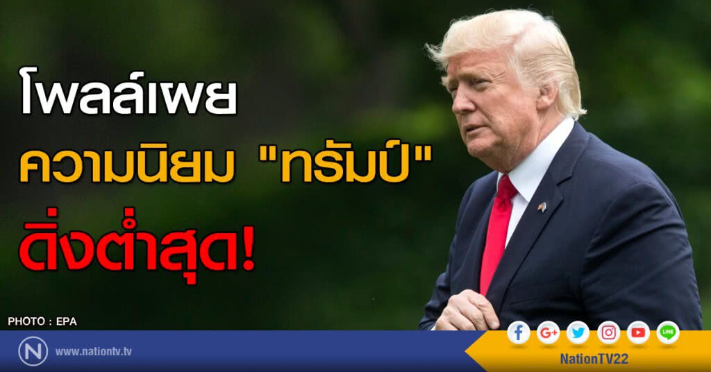 โพลล์เผยความนิยม "ทรัมป์" ดิ่งต่ำสุด!