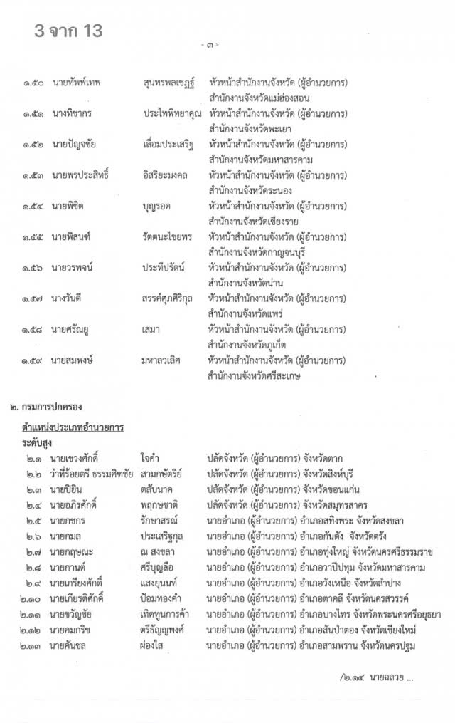 จับตาโยกใหญ่ในมหาดไทย
1 ปลัด, 17 ผู้ว่า, 22 รองผู้ว่าฯ, 71 นายอำเภอ