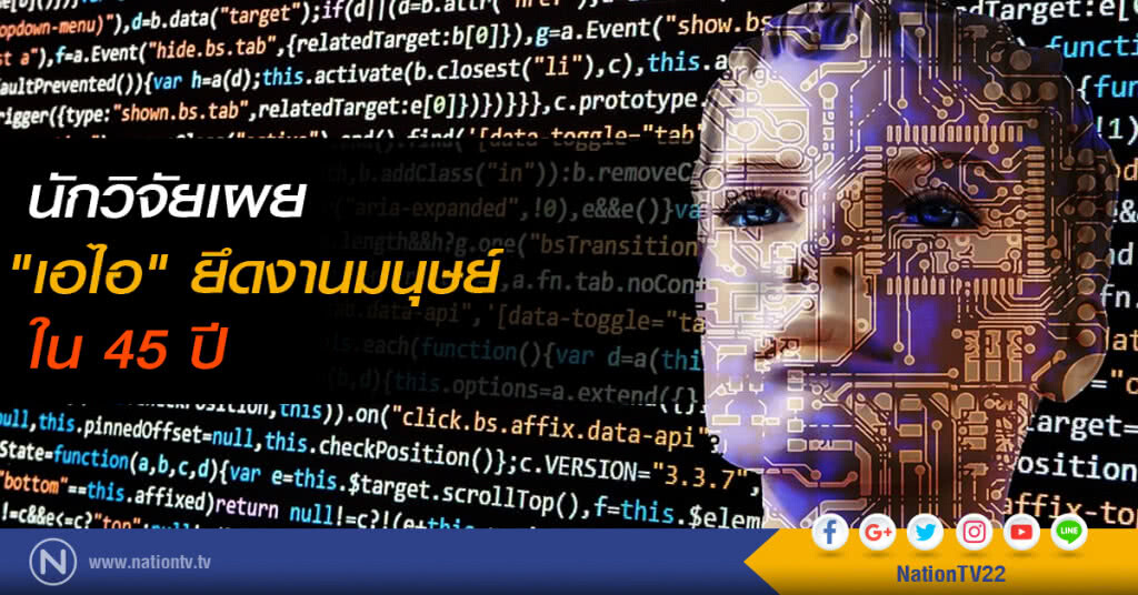 นักวิจัยเผย "เอไอ" ยึดงานมนุษย์ใน 45 ปี นักวิจัยเผย "เอไอ" ยึดงานมนุษย์ใน 45 ปี
