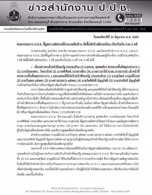 ป.ป.ช. ชี้มูล "ชนม์สวัสดิ์" ทุจริตจ้างเก็บขยะปากน้ำ