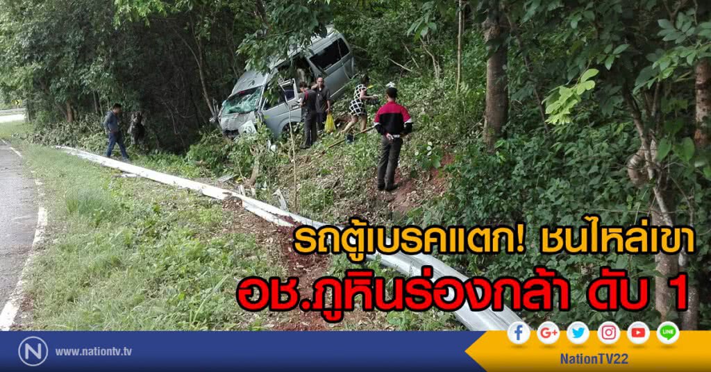 รถตู้ทัวร์แสวงบุญผู้สูงอายุ
ขับลงเขา อช.ภูหินร่องกล้า เบรคแตก ดับ 1 รถตู้ทัวร์แสวงบุญผู้สูงอายุ
ขับลงเขา อช.ภูหินร่องกล้า เบรคแตก ดับ 1